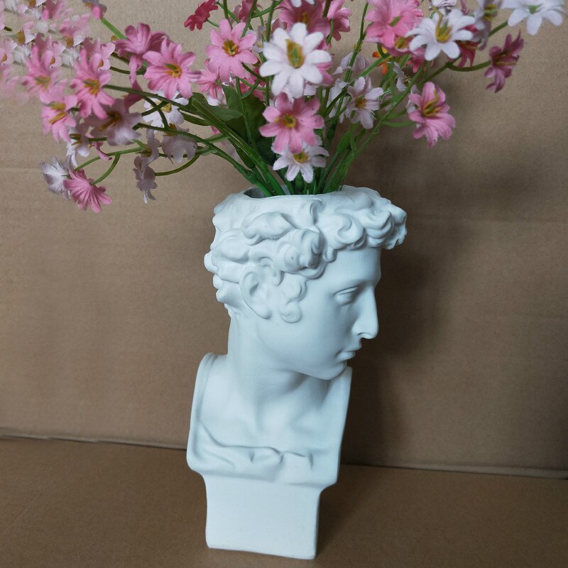 Vit harts david skulptur huvud vas blomsterarrangemang original imitation gips heminredning vas marseille ariadne vaser