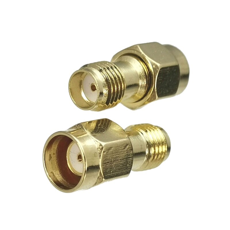 1 Uds adaptador de conector SMA RP-SMA a SMA RPSMA enchufe macho y conector hembra convertidor Coaxial RF recto latón: Marfíl