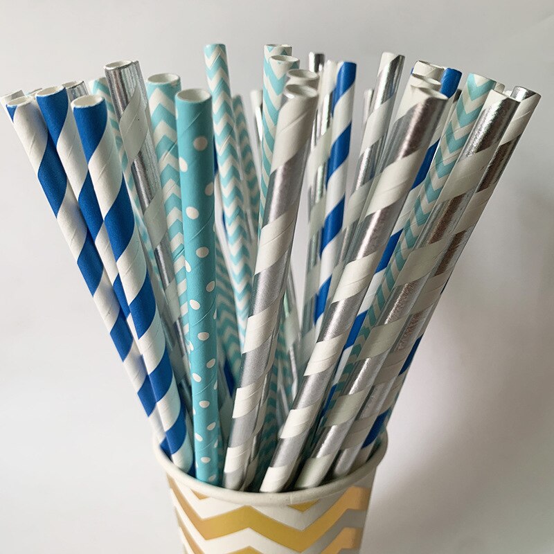 25 Stuks Stro Drinken Papier Rietjes Gunst Voor Bruiloft Decoratie Anniversary Dag Baby Shower Party Verjaardagslevering: 3