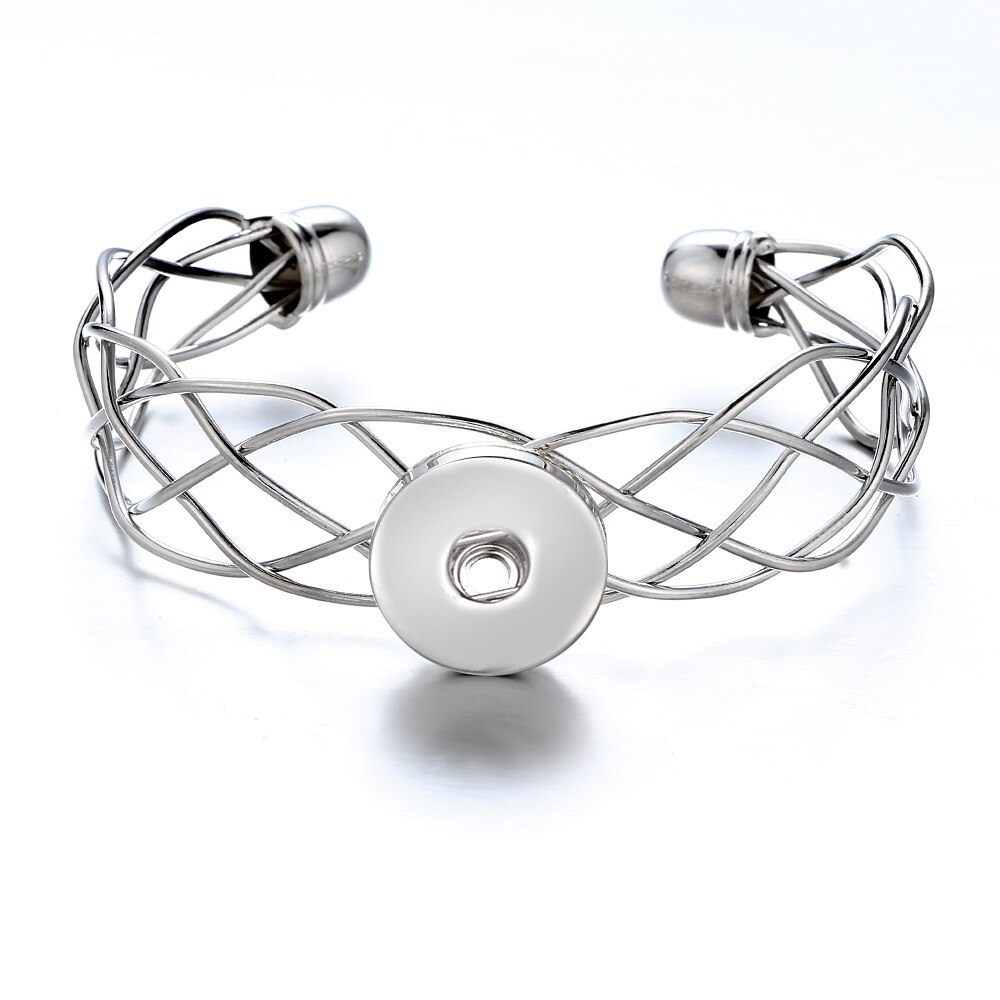 Pulsera de metal con cierre a presión para mujer, brazalete de SG0085, de tipo gasa, 18MM, botones a presión, joyería