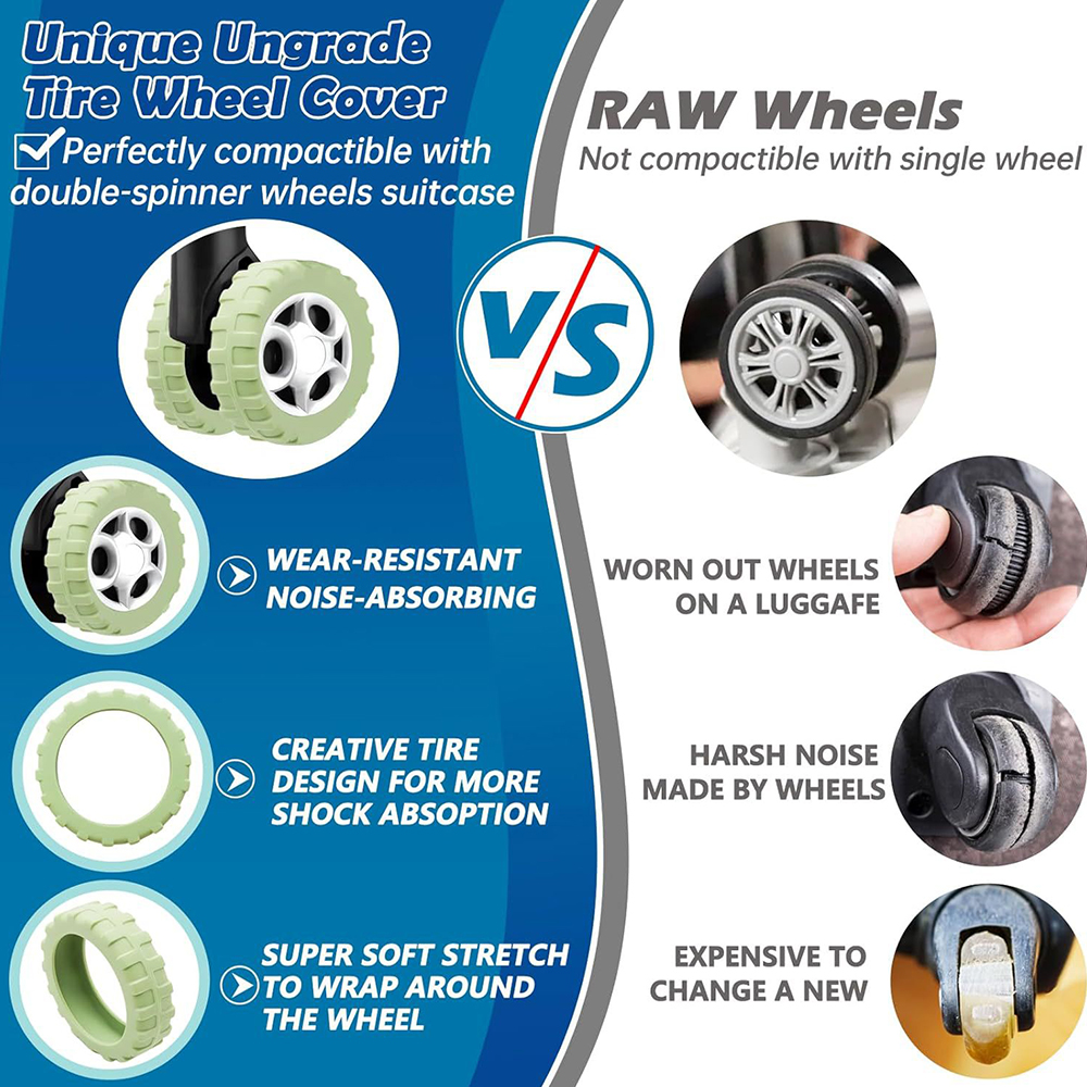 8 stks/set Koffer Onderdelen Assen Reisbagage Caster Schoenen met Stil Geluid Verminderen Wiel Slijtage Koffer Wielen ProtectionCoverzmt