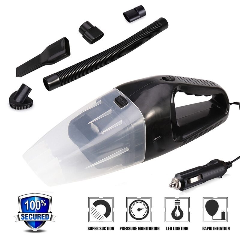 Car Vacuum 12V 120W Auto Cleaner 6 in 1 Handheld Vacuums Power Cord