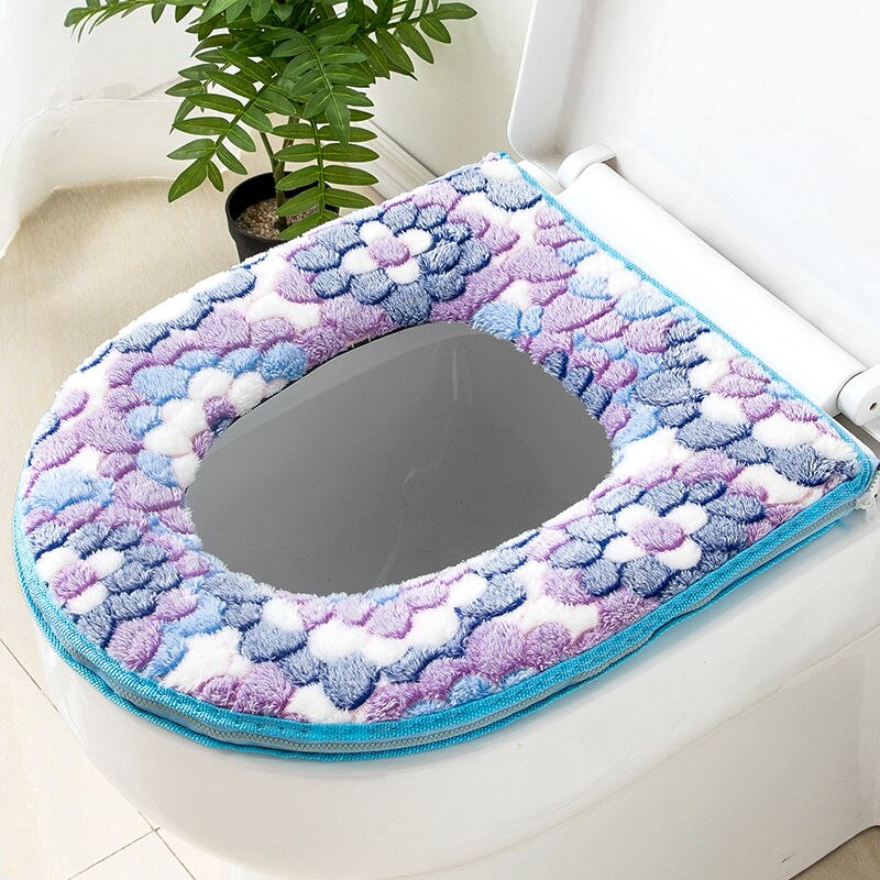 Baño cremallera tipo calentador inodoro Closestool lavable suave tapa del asiento cubierta Mat Pad