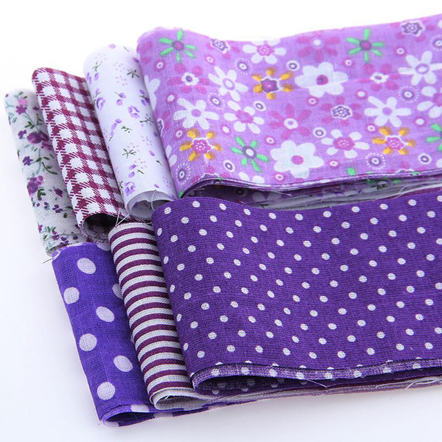 Telas de algodón fino de baja densidad, tela de retazos de tiras, Material de costura y acolchado para bricolaje, accesorios hechos a mano, 6x10 0cm/tobillo: Purple