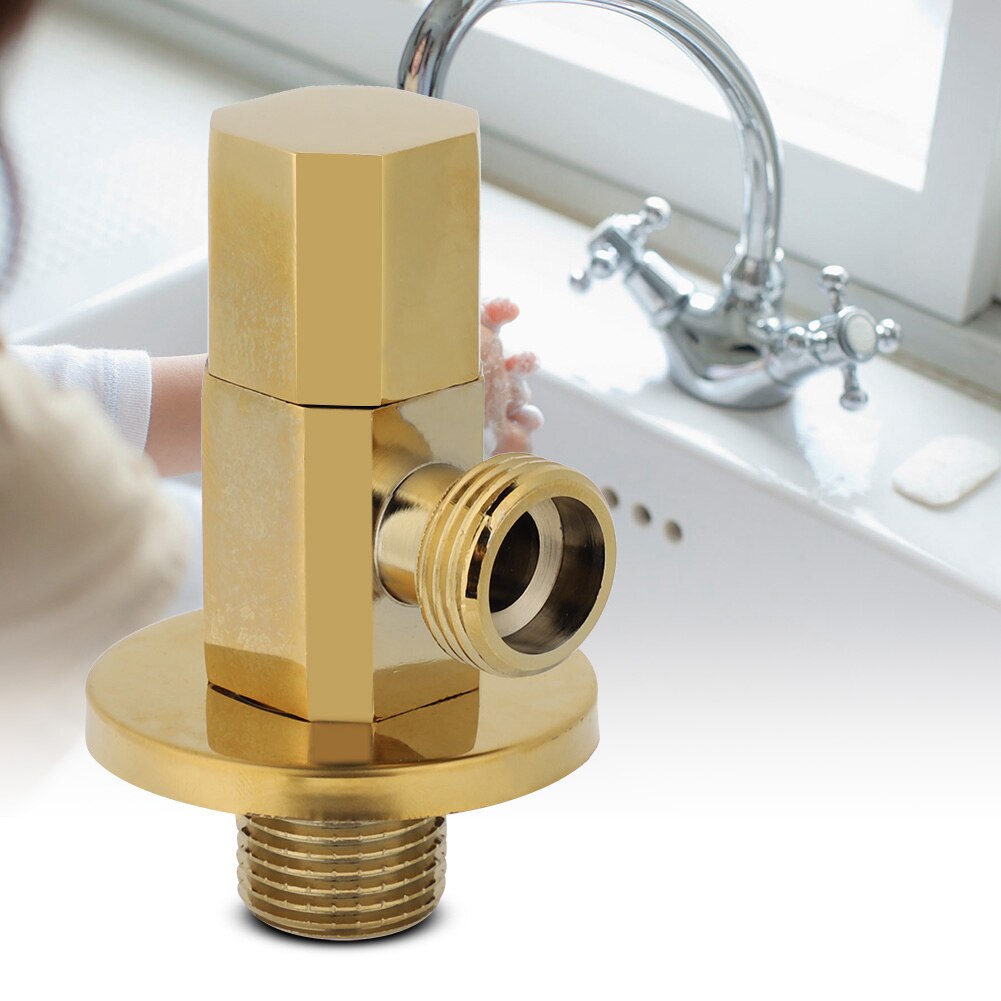Bathroom Brass Gold Angle Stop Valve Water Control Angle Valve Faucet Switch All Copper Triangle Valve Cold Water