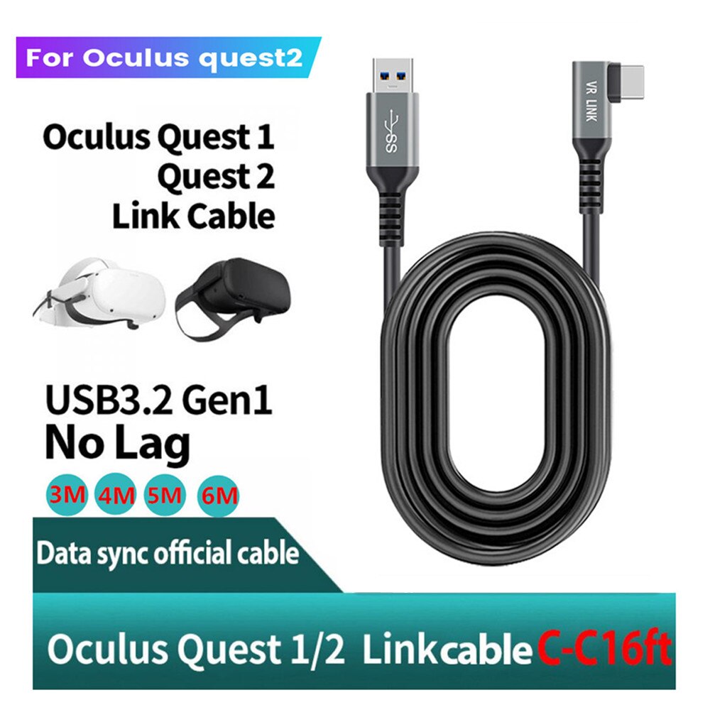 Cable de carga de línea de datos para auriculares Oculus Quest 2 1 Link VR, carga rápida USB 3,2, Cable de transferencia de datos tipo C, accesorios de VR