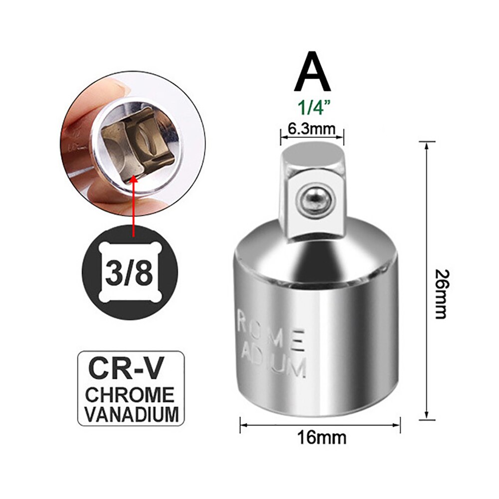 Llave de carraca para el hogar, 6 uds., adaptador de manga de cabeza, llave de carraca grande 1/2 Fly 3/8