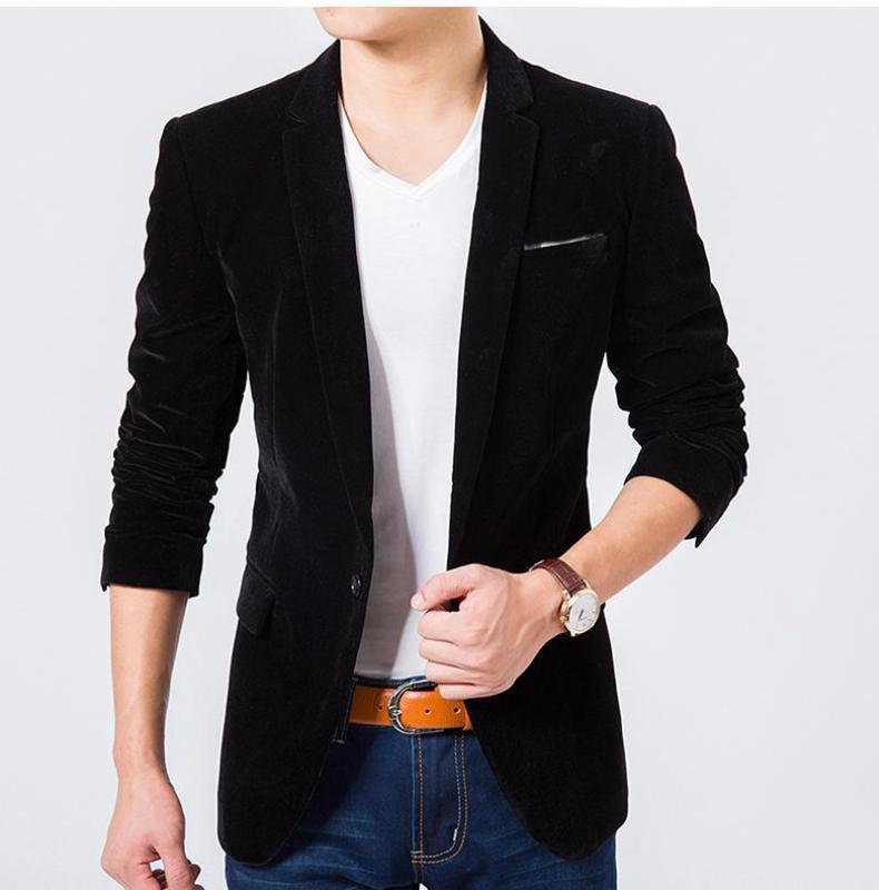 Herr höst vår herr kavaj fritid scen kostym jacka för herr sångare slim fit sammets kavaj i herr kavaj 3xl: Svart blazer män / Xxl