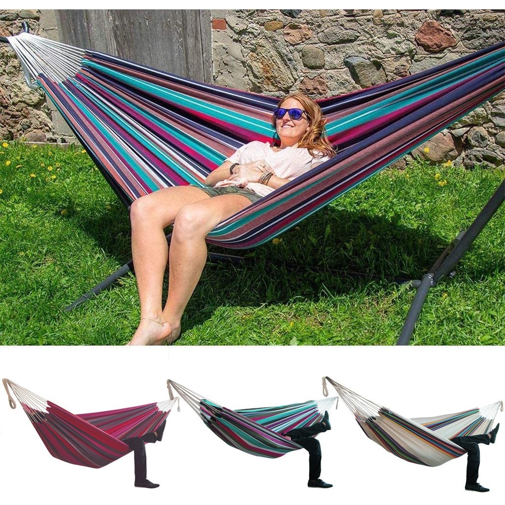Indoor Comfort Durability Yard Striped Hanging Chair Large Chair Hammocks Hanging Chair Thick Canvas Stripe Bed Garden Hammock