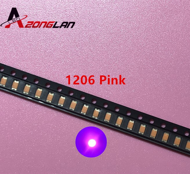 200 Stuks Smd Smt 1206 Roze Super Heldere Led Lamp Licht 1206 Smd Led 3216 Roze 1206 diodes 3.2*1.6*0.8Mm