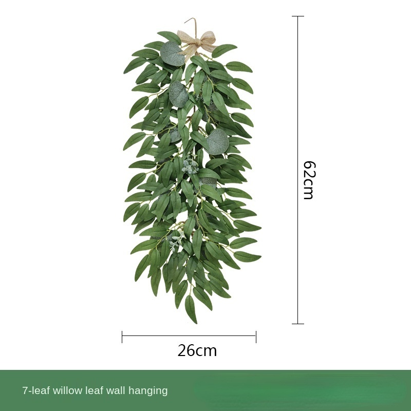 Kunstig plante eukalyptus ornamenter nordisk hotell hjemme veggheng dekorasjon kryptert grønn pilblad blåregn diy: Selje