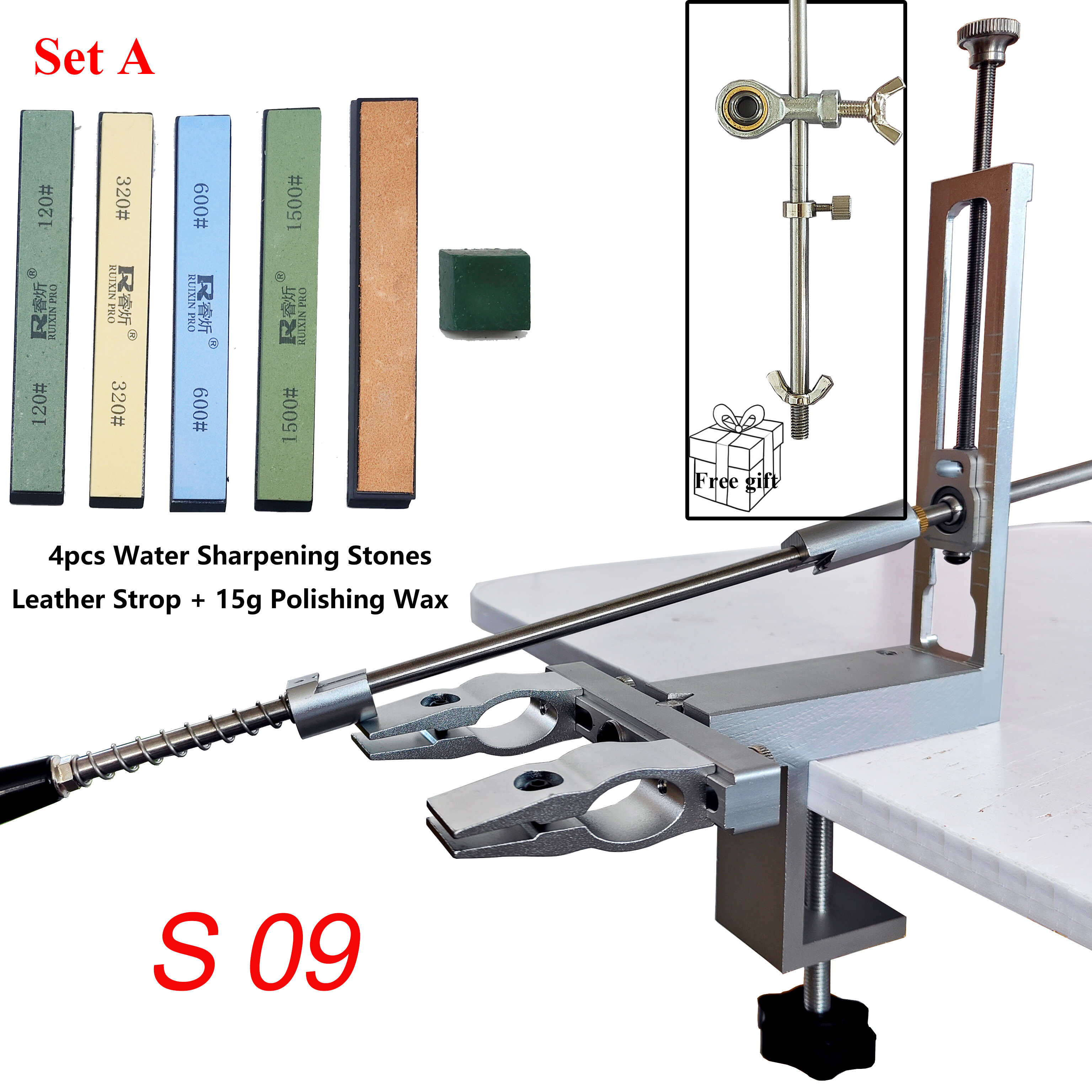 Affûteur de couteaux d'angle Apex, outils de cuisine, système d'affûtage de couteaux avec ensemble de pierres diamantées, S09, , partenaires professionnels: Rouge