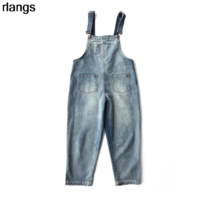 Net Red Denim Overalls Women's Spring And Summer Loose Korean Student Monster Cute Nine-Point Jeans XS-2XL