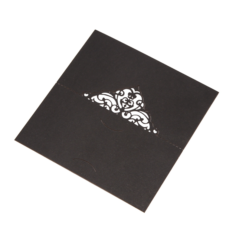 100 Pcs Table Place Cards with White Inserts Crown Tent Cards Name Cards for Wedding Banquets Buffet Bridal Black
