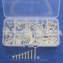 160Pcs White M3 PCB Plactic Threaded Hexagon Button Head Cross Screws nuts Bolt Assortment kit set Fastener Hardware