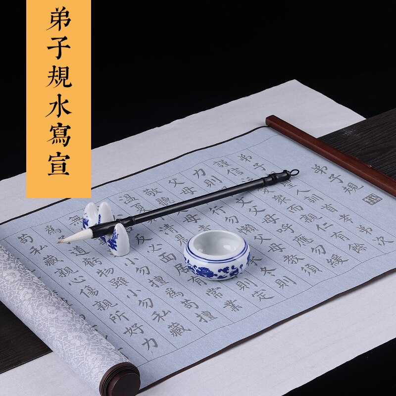 Chinese Brush Calligraphy Writing Copybook Scroll Soft Pen Practice Copybook Heart Sutra &amp; Disciple Gauge Water Writing Cloth: E