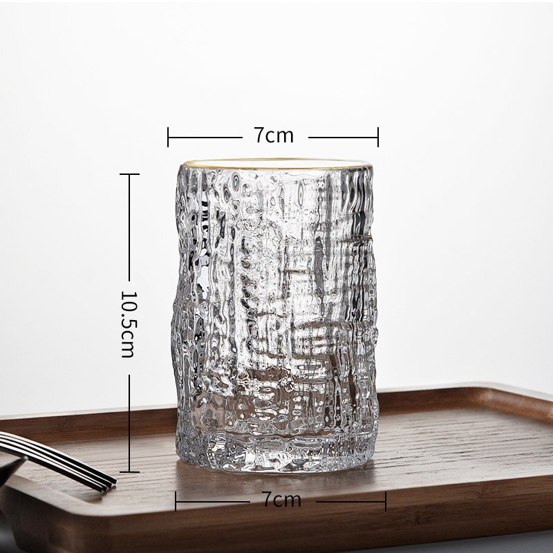 Glacier Texture Crystal Wine Glasses Nordic Modern Golden Stroke Colorful Bar Restaurant Cocktail Glass Home Drinkware: 7x10.5cm-B