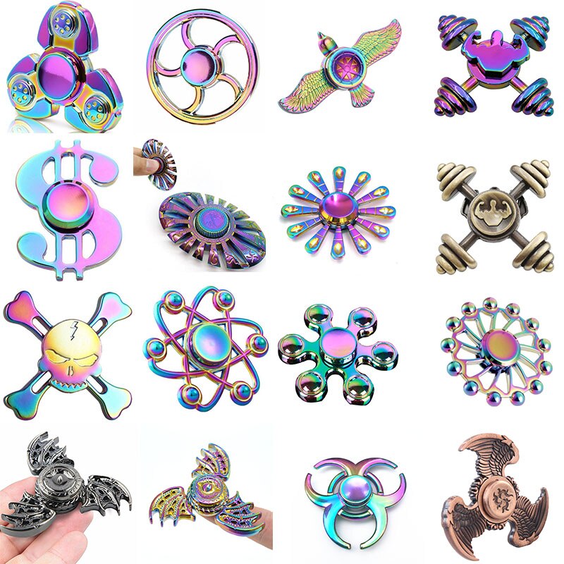 Rainbow Colorful Multicolor Star Dragon Eyes Crab Cat Footprint CKF Fidget Metal Spinner Anti Stress Christmas Birthday