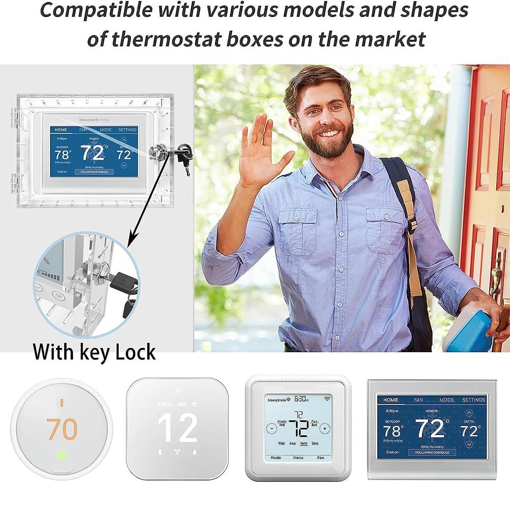 Universele Thermostaat Lock Box Met Sleutel Acryl Transparante Grote Thermostaat Protector Cover Voor Thermostaat Op Muur