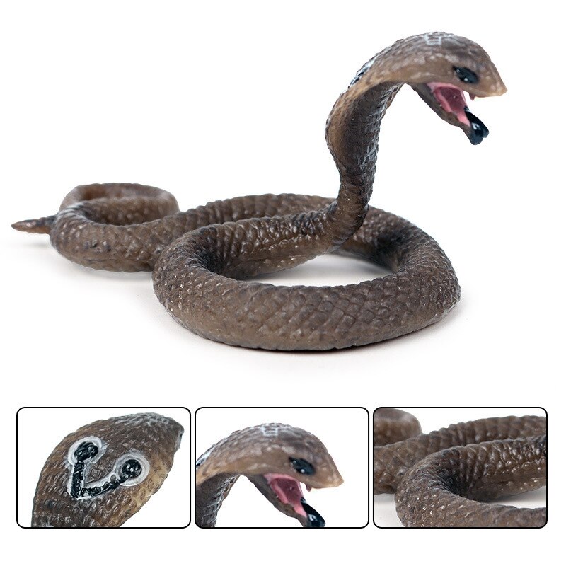 Solid Simulation Wildlife Snake Toy King Cobra Small Cobra Model Amphibian Reptile Decoration