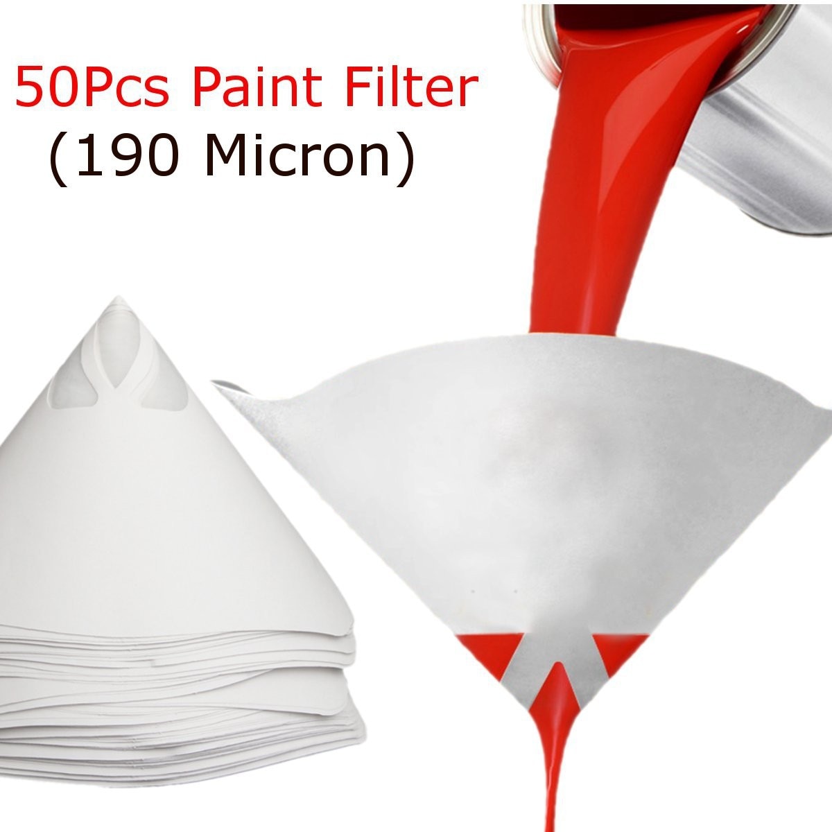 50 Uds filtros para pintura de papel (190 micras) pintura de papel coladores cónicos filtro de malla cono filtro embudo de pintura