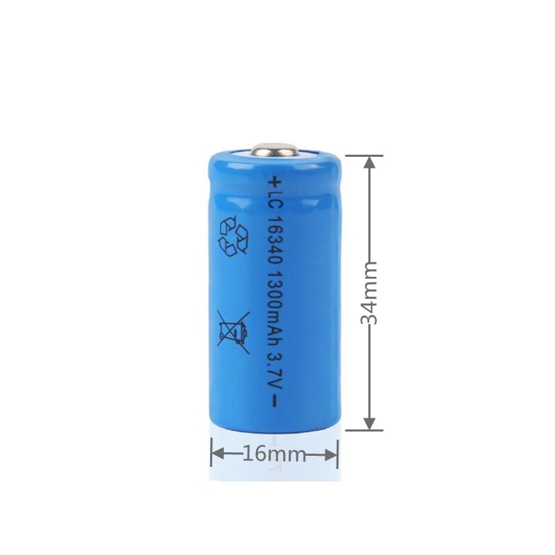 Replacement Torch LED Flashlight Rechargeable Batteries 16340 li-ion Li-Po Lithium Battery 1300mAh 3.7V Li-ion Cell Bateria