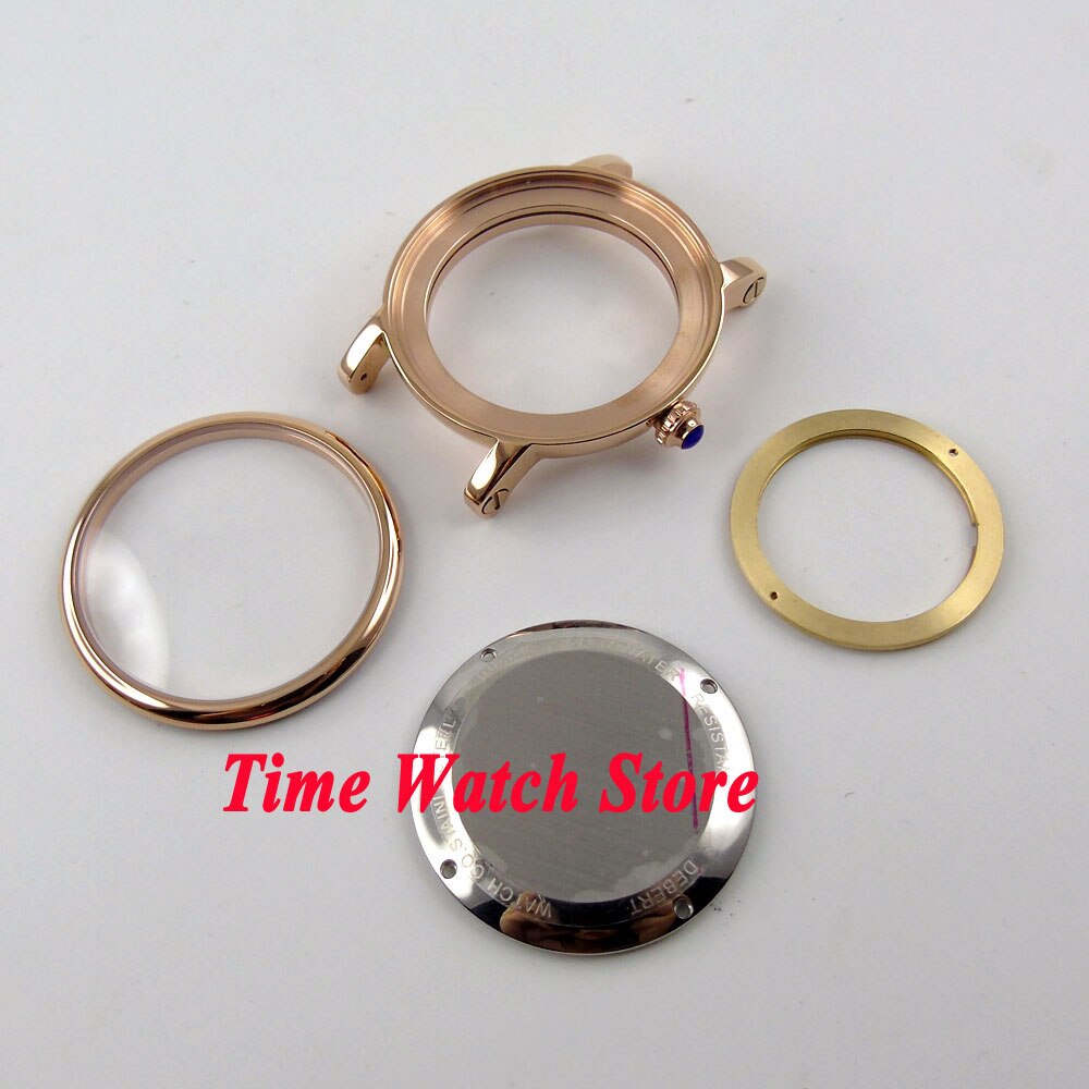 43mm Debert fit ETA 2836 movement Rose gold plated stainless steel watch case C78
