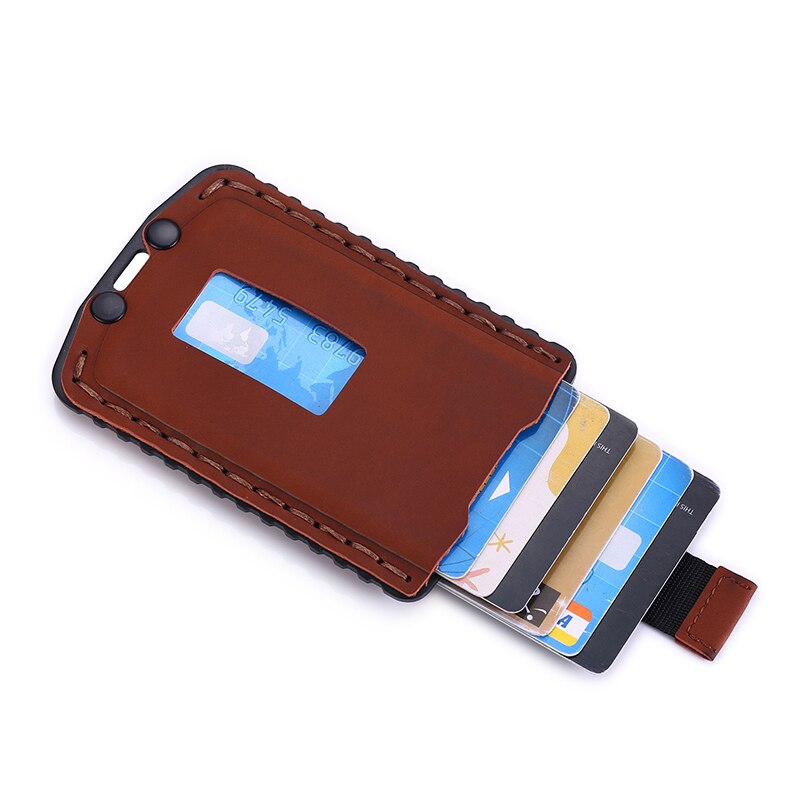 DIENQI Rfid Leather Bank Credit Card Holder Wallet Men Cardholder Case Male Pocket Slim Minimalist Wallet nederlands: Coffee