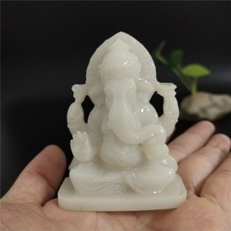 Ganesha buddha statue elefant gud skulptur feng shui ganesh figurer håndlavet håndværk til tilbehør til havehave dekoration: Hvid