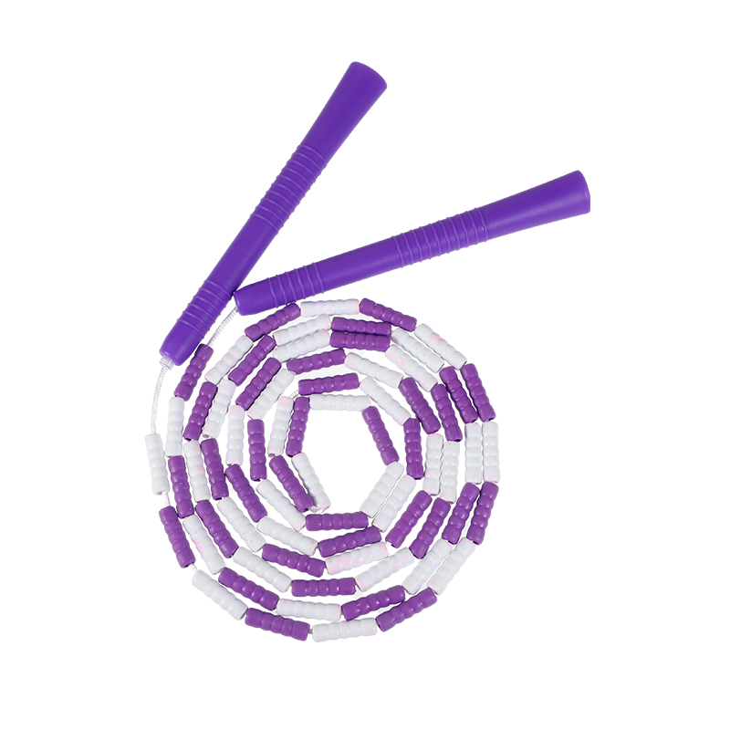 Corda per saltare con perline morbide Maniglia antiscivolo Corda per saltare fitness segmentata regolabile senza grovigli che mantiene l'allenamento in forma: Viola
