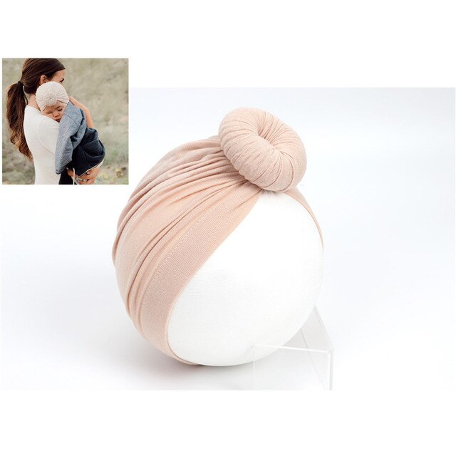Söta småbarn barn bebis pannband flicka pannband bomull knut rosett turban pannband stretchigt flicka hårtillbehör pojke huvudbonader: B beige