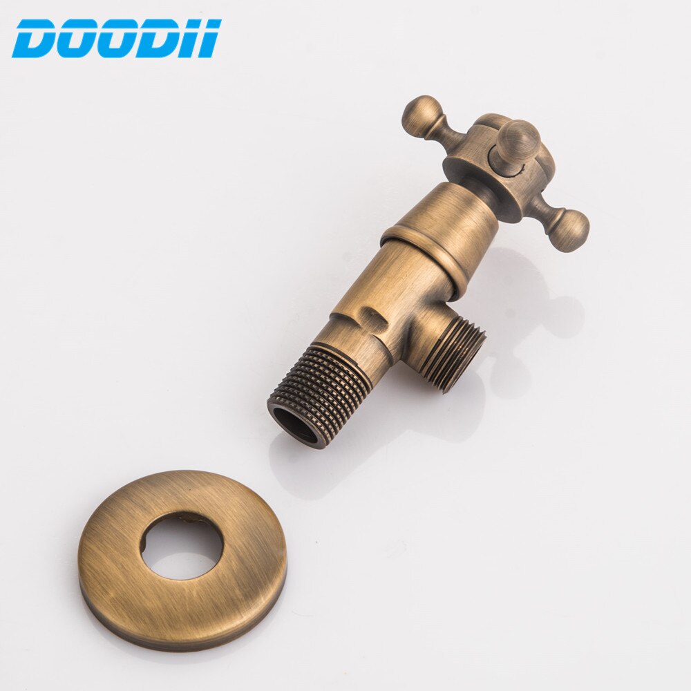 Angle Valves Antique Brass brushed Kitchen Bathroom Accessories Angle Valve for Toilet Sink Basin Water Heater DOODII