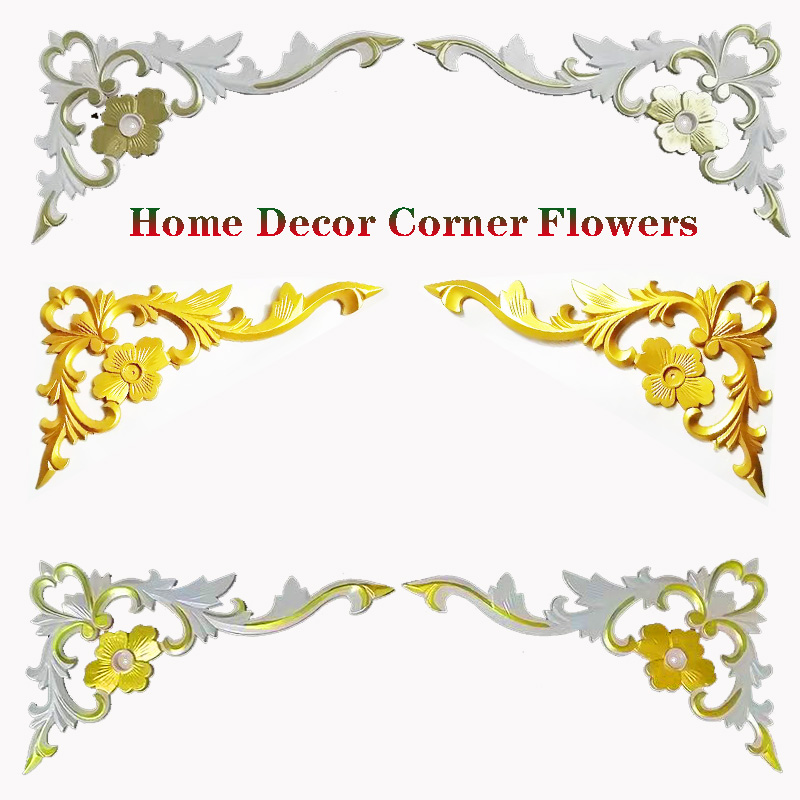 Home decoration background wall border flower living room ceiling border corner flower European hollow carving imitation wood ca