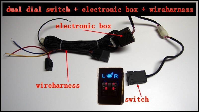 car heater car seat heat switch and wireharness only,kinds of heat switch to choose: dual dial switch 2