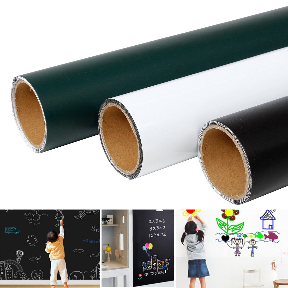 Pegatinas magnéticas para Pizarra de 45x100cm, pizarra para dibujo de tiza para niños, pizarra para oficina, papel tapiz removible autoadhesivo