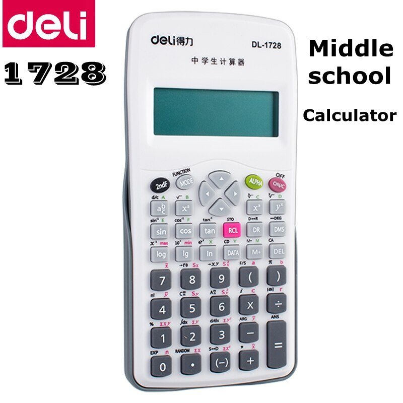 Deli 1726/1728 Primary school & Middle school calculator multi-function student scientific calculators large screen AAA battery