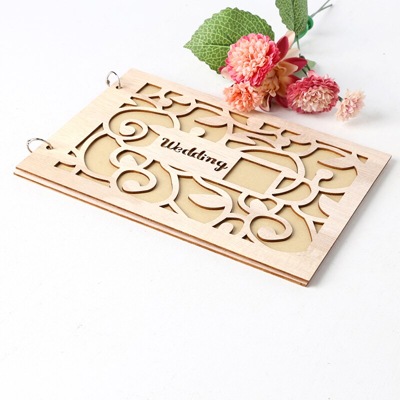 DIY Photo Book Wedding Signaure Wooden Heart Book Wedding Decoration Rustic Wedding Guestbook Party Favors