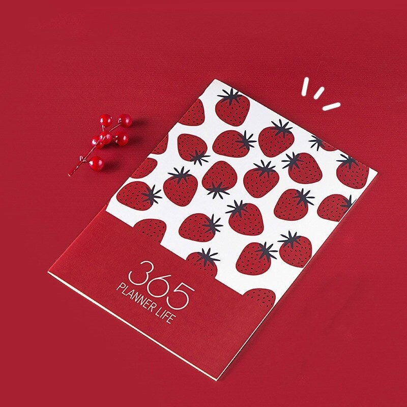 Agenda Planner Organizer A4 Diary Notebook and Journal Kawaii Fruit Weekly Monthly Note Book Back To School Travel Handbook: Red