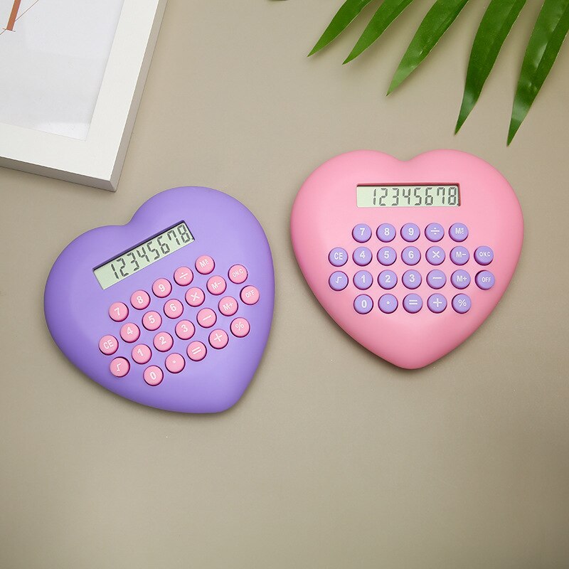 Multi-function 8-bit Calculator Love Computer Font Clear Plastic Keys Student Supplies Cute Calculator