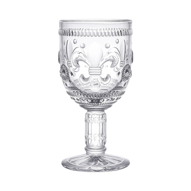 Copa de cristal con relieve de iris europeo, vaso para agua, té, vino, zumo de fruta, bebida, hogar: F