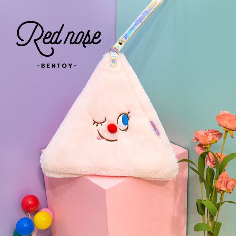 Bentoy Milkjo Flannel Soft Coin Purse Girls Triangle Wrist Strap Handbag Women Cute Funny Face Coin Purse Lady Make up Bag Case