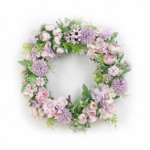 Konstgjord blomsterkrans dörr krans gör det själv bröllopsfest hängande hem vägg trädgård dekor: Ljuslila