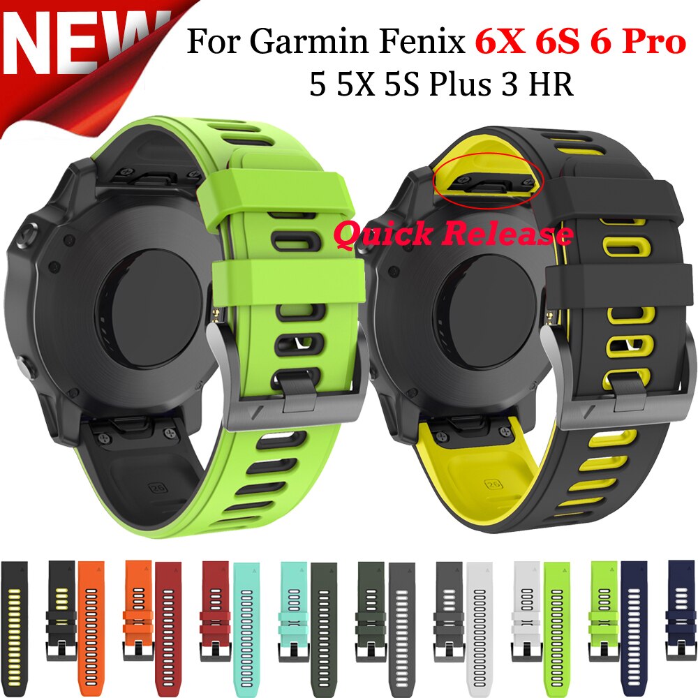 Sport Siliconen Horlogeband Wriststrap Voor Garmin Fenix 6X 6 6S Pro 5X 5 5S Plus 3 Hr 20 22Mm 26Mm Fit Quick Release Wirstband