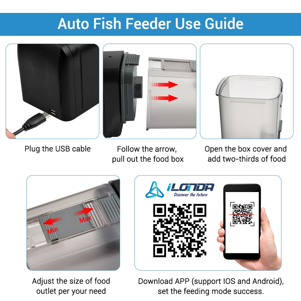 Nicrew alimentador automático de pesca alimentação de peixes wi fi controle remoto inteligente alimentador automático para aquário tanque de peixes alimentador de alimentos