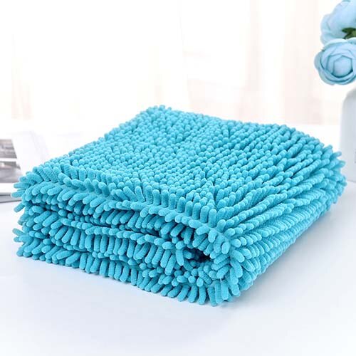 Toalla de perro con bolsillos de mano-secado rápido Ultra absorbente chenilla de microfibra Toalla de baño para perros toalla seca Shammy lavable Shag Soft PB045: Blue / 35x80cm