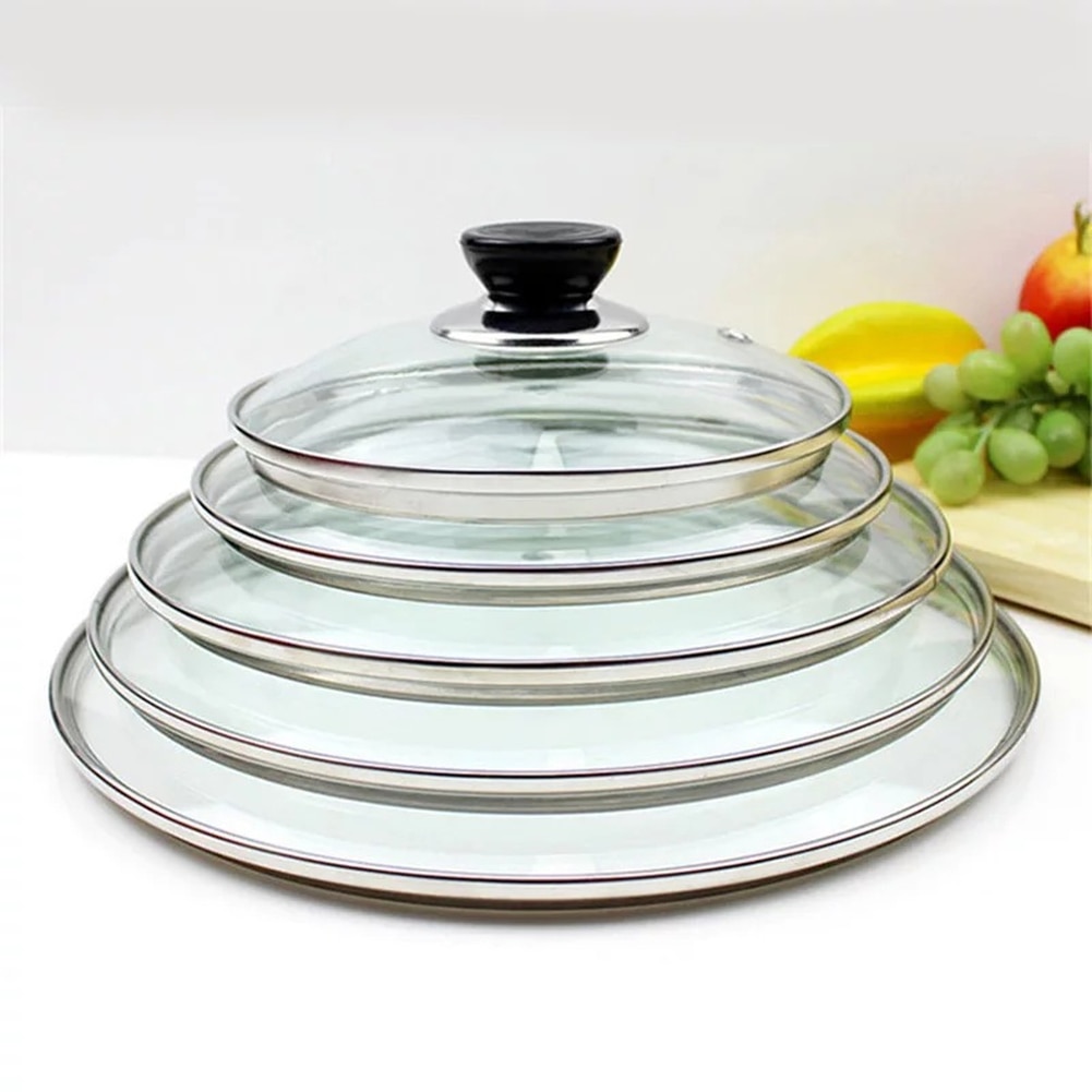 Cookware Parts Tempered Glass Round Lid Frying Pan Cover Visible Vertical Lid 16-32CM Heat Resistant Instant Pot Accessories