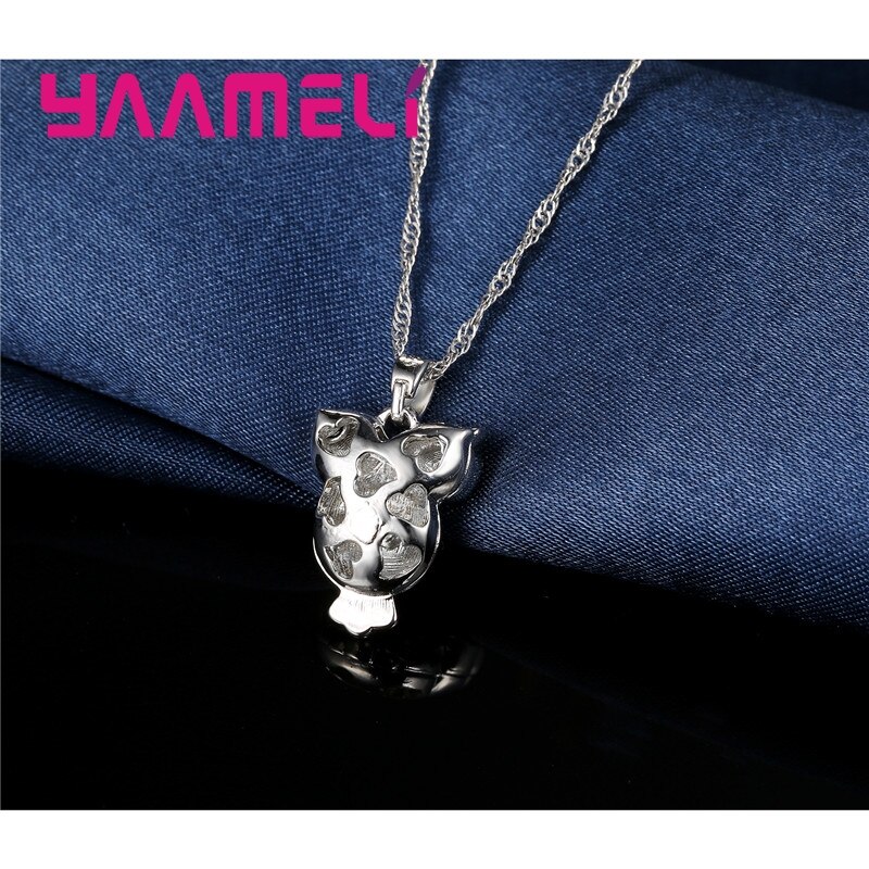 Conjunto de joyas de plata de ley 925 para mujer, joyería de lujo con circonita cúbica brillante, búho nocturno Retro Para niña, , collar y pendientes