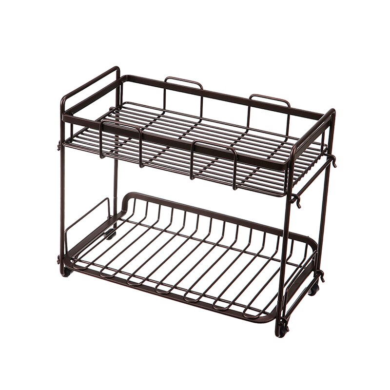 Punch-free household goods storage rack home condiment seasoning storage rack kitchen rack floor multi-layer WF1021225: Brown
