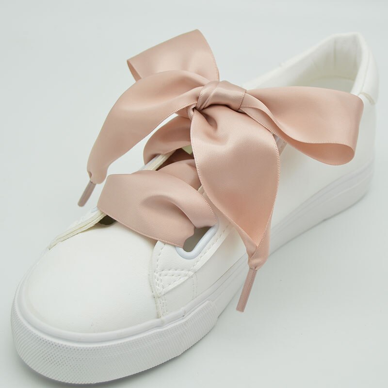 4 cm Verbrede Zijde Satijn Schoenveters Gladde Grote Strik Brede Veters Trend Schoonheid Wit Casual Sneaker Leren Schoenen Veters