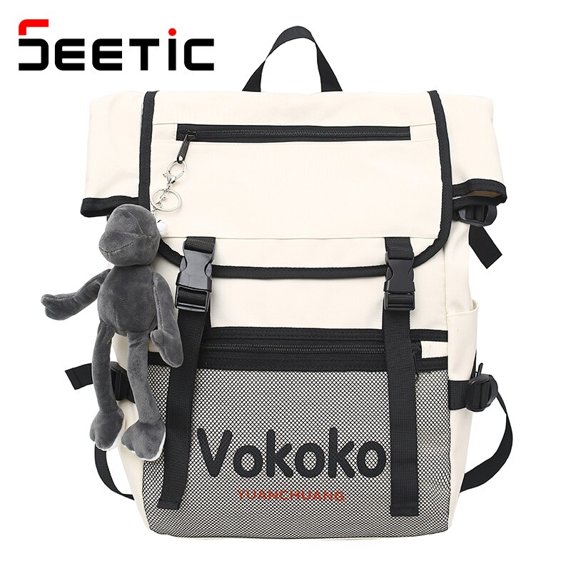 Seetic rucksack mit großem fassungsvermögen, unisex, wasserdicht, schulrucksack, diebstahlsicher, reiserucksack, damenrucksack mit mehreren fächern: Weißer rucksack